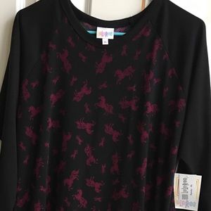 BNWT LuLaRoe Randy XL Black/fuchsia unicorns